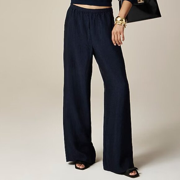J‎ Crew Women's Stratus pant in textured satin XXL Blue Color